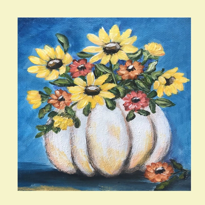 Kristie White Pumpkin w/ Flowers Square Swap