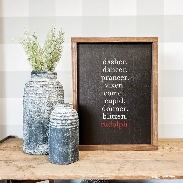 8x12 Reindeer Names - BLACK / DARK WALNUT
