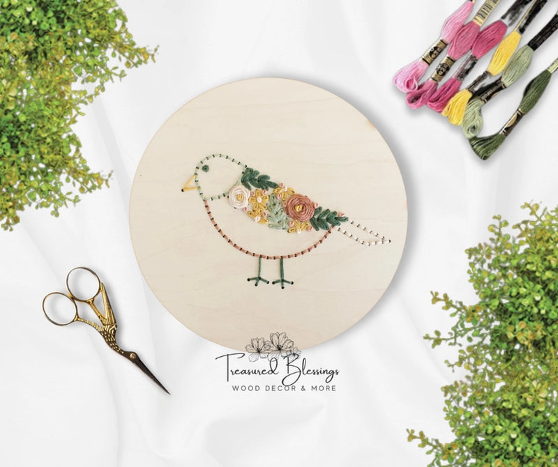 Wood Embroidery Kit - Floral Bird