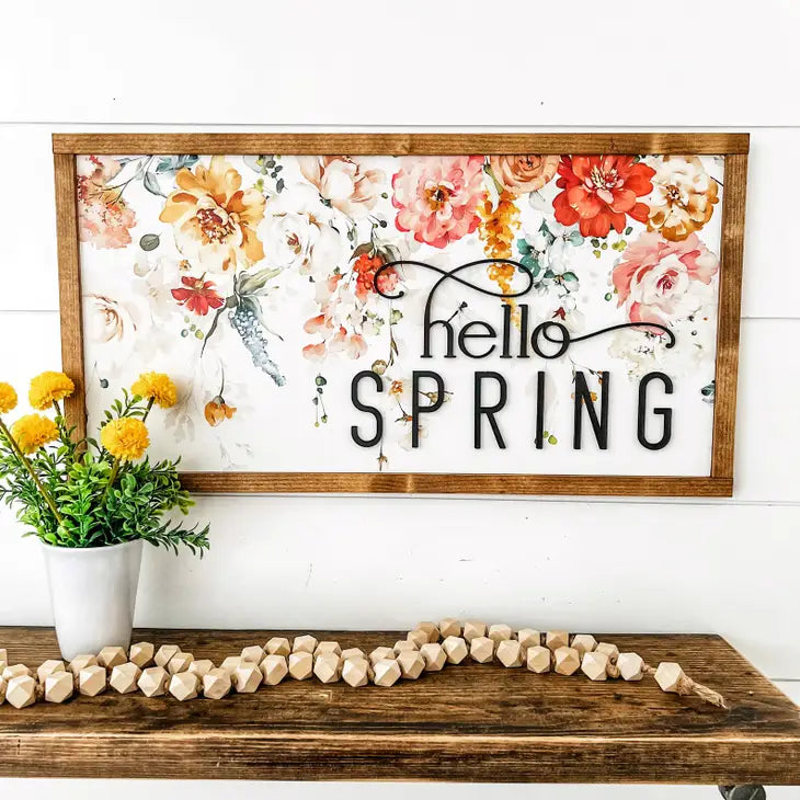Hello Spring Floral Sign
