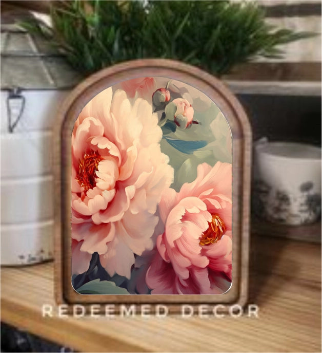 Arch Top Pink Flowers Framed Art