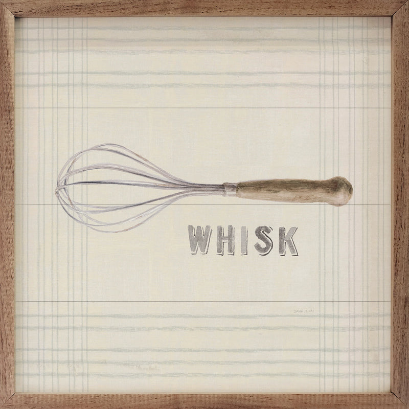 8x8 Floursack Kitchen Sign IV Whisk Framed Wall Decor