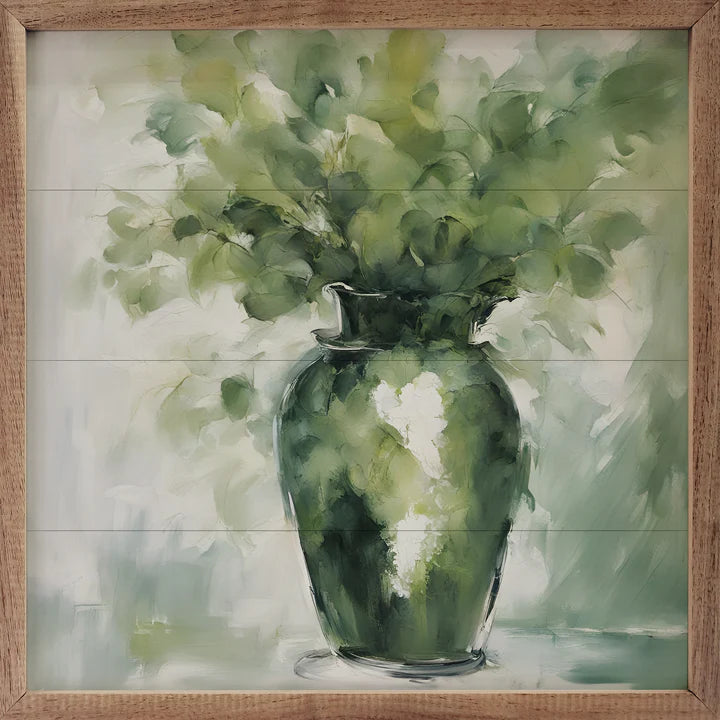 Green Eucalyptus In Vase Wall Art