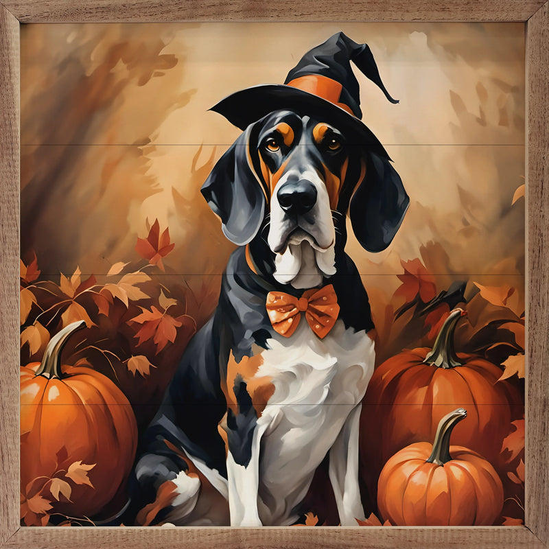 12x12 Halloween Bassett Hound Framed Art