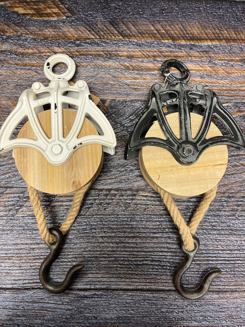 Wood & White Metal Pulley