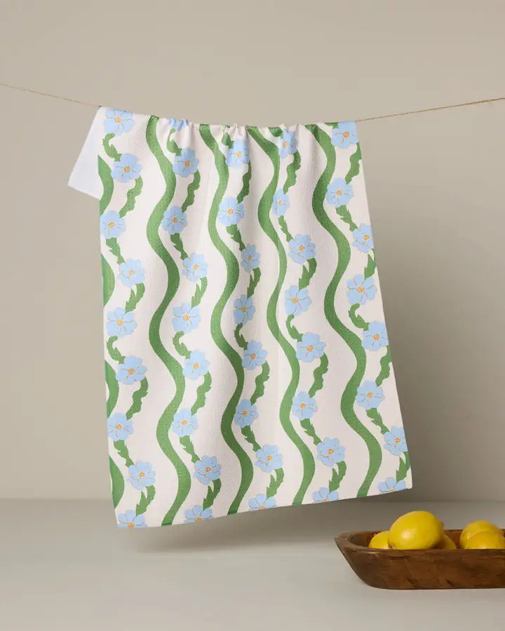 Geometry Tea Towel - Wavy Flowers