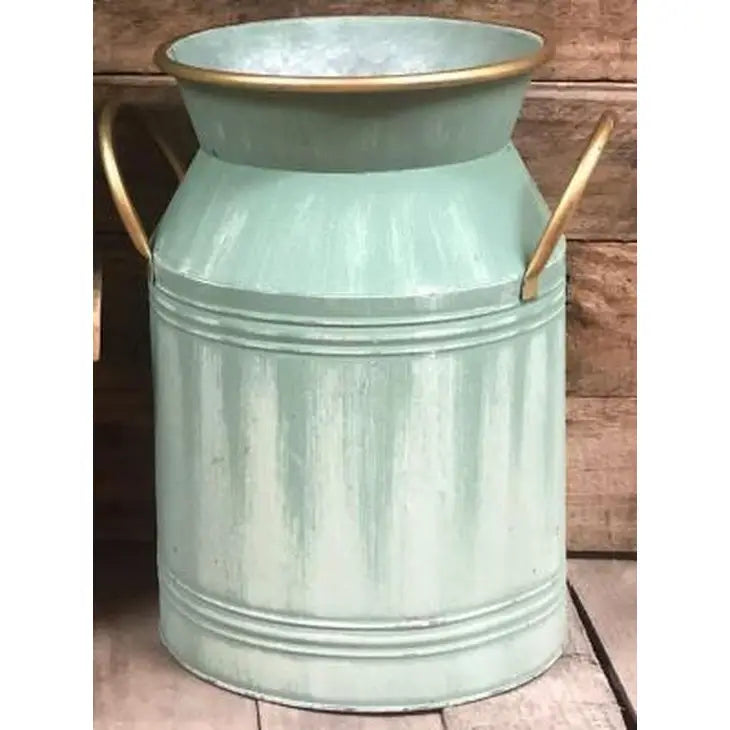Light Green/Gold Trim Milk Can
