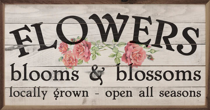 Flowers Blooms And Blossoms Whitewash Framed Sign