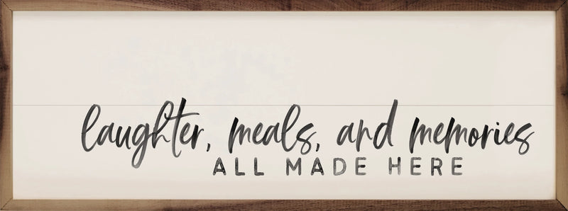 36x12 Laughter Meals Memories Sign - WHITE