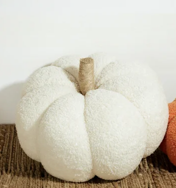 12" Ivory Teddy Cloth Pumpkin