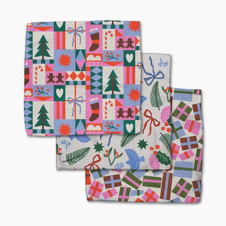 Geometry Dishcloth Set - Festive Cheer