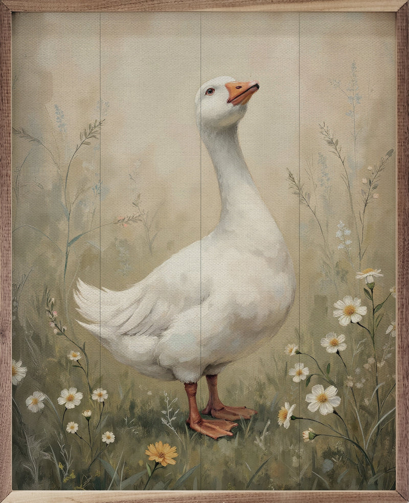 24x30 Goose in Meadow Framed Wall Decor
