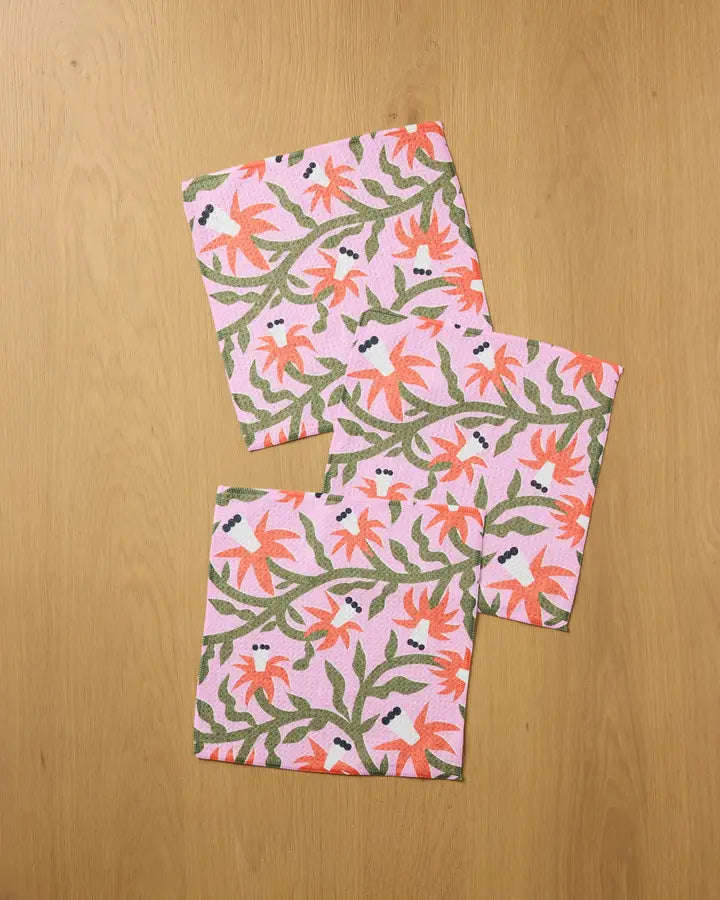 Geometry Dishcloth Set - Graphic Flowers