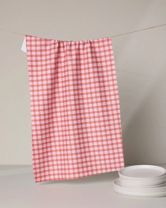 Geometry Tea Towel - Cupids Plaid