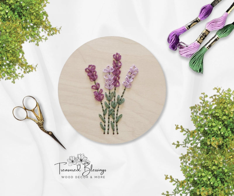 Wood Embroidery Kit - Lavender Sprigs