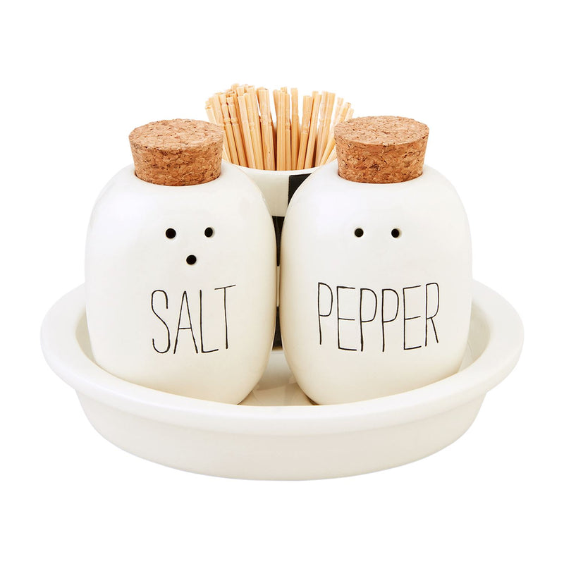Mud Pie Set Macinasale E Pepe In Ceramica Con Finiture Metalliche - 12,7 Cm, Dolomite