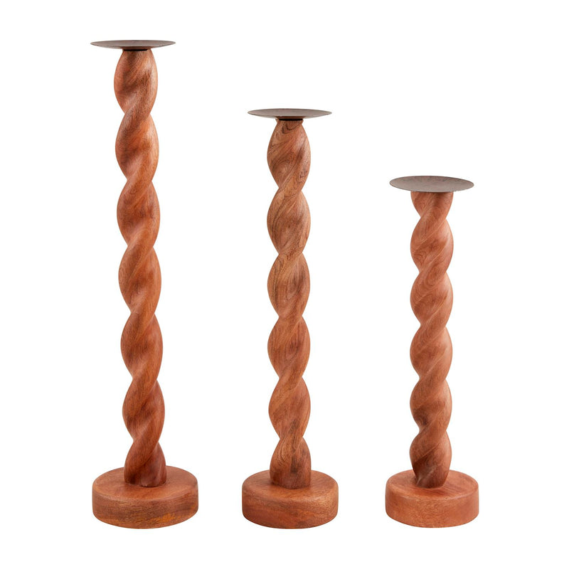 Twisted Wood Candlestick