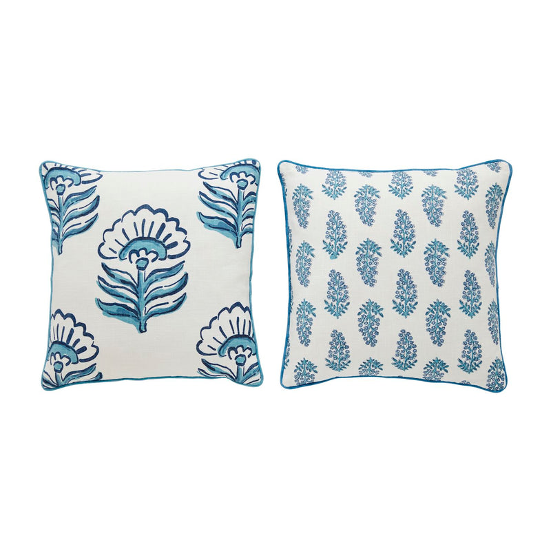 Blue Block Print Pillow