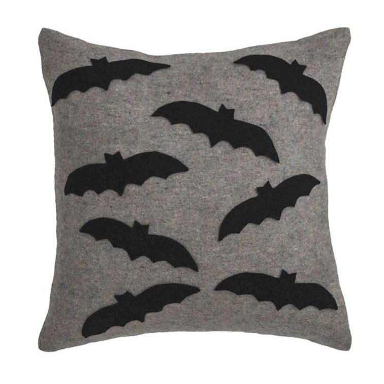 Halloween Felted Wool Pillow - bats