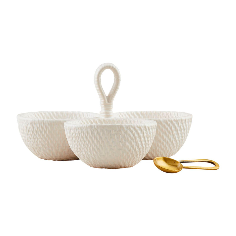 Woven Ceramic Triple Tidbit Set