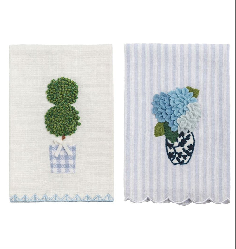 Topiary Embroidered Tea Towel
