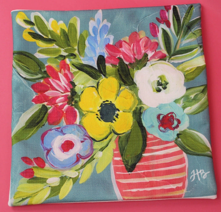 Red Strip Vase Square Pillow Swap