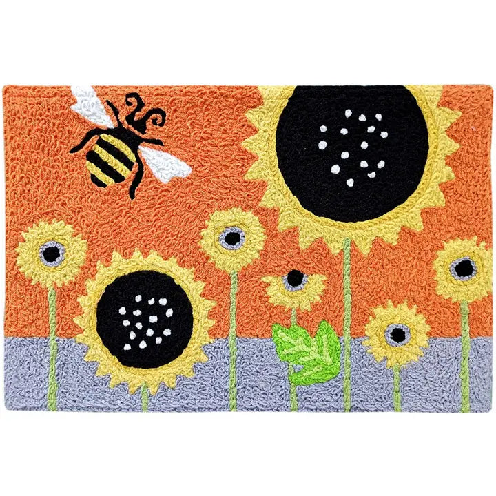 Bumble Bee and Sunflower Jellybean Rug 20" X 30" - Garden