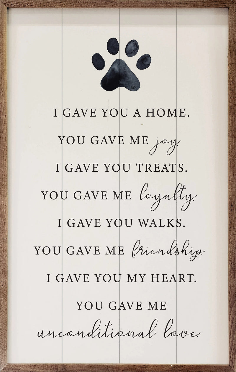 10x16 I Gave You A Home Paw Wall Decor