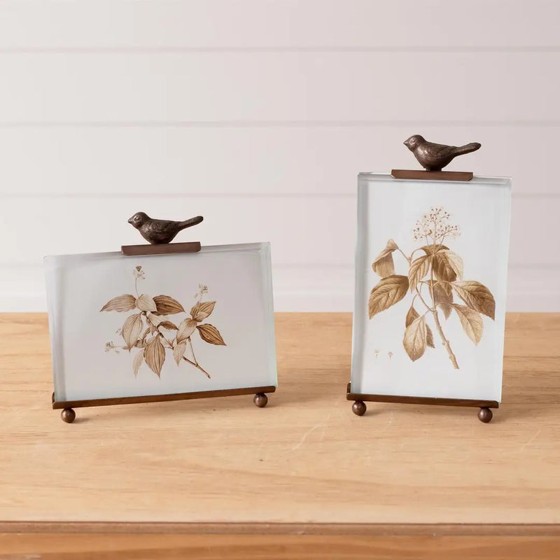 Botanical Glass Bird Photo Frame