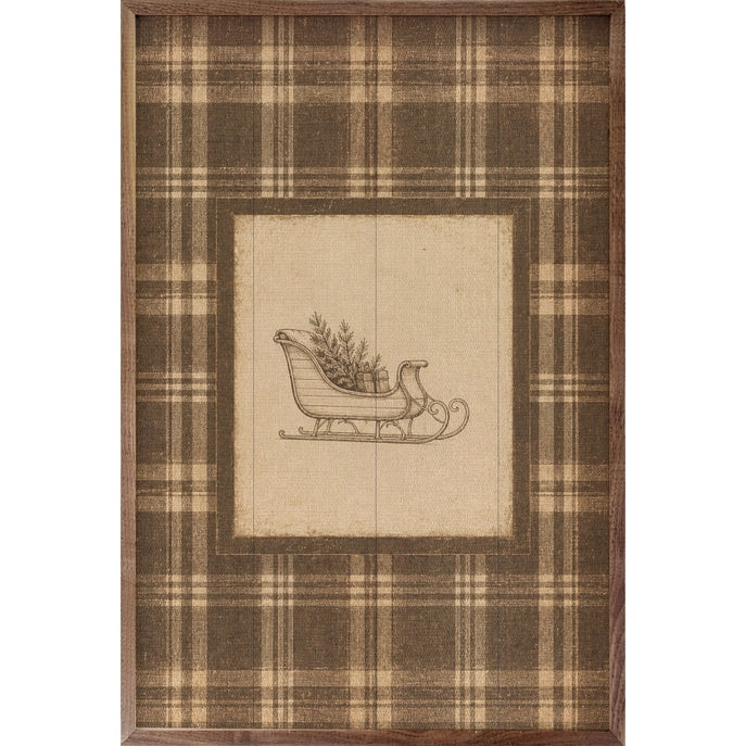 10x16 Woodland Sleigh Plaid Framed Wall Decor