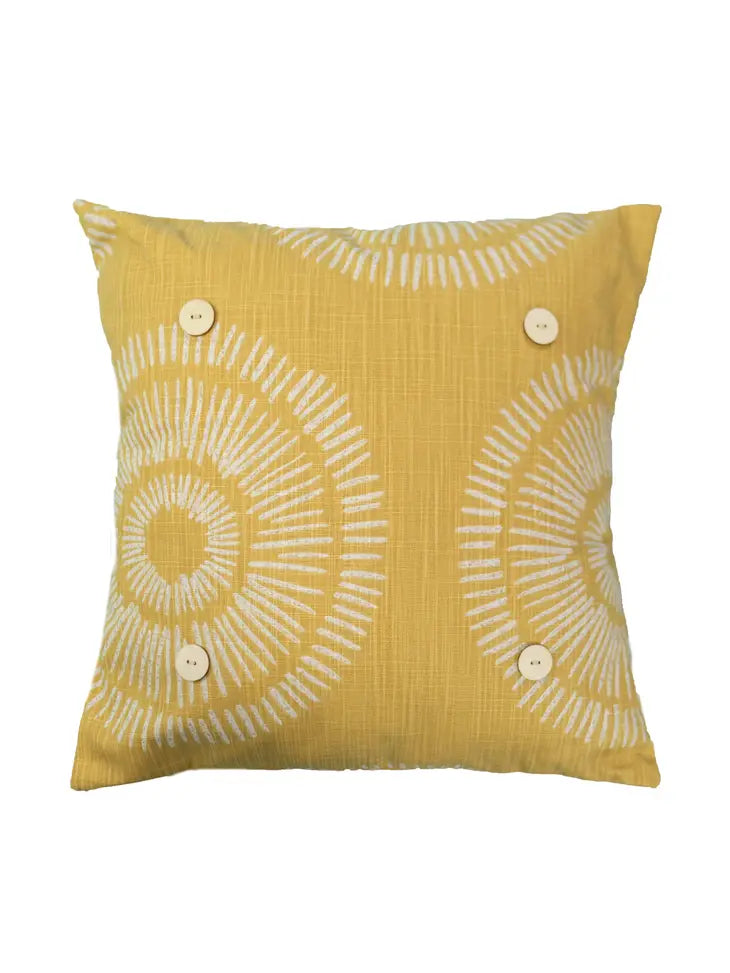 Sunburst Linen Square Button Pillow