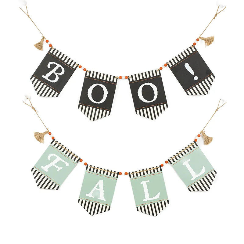 Reversible BOO / FALL Wood Swag Banner