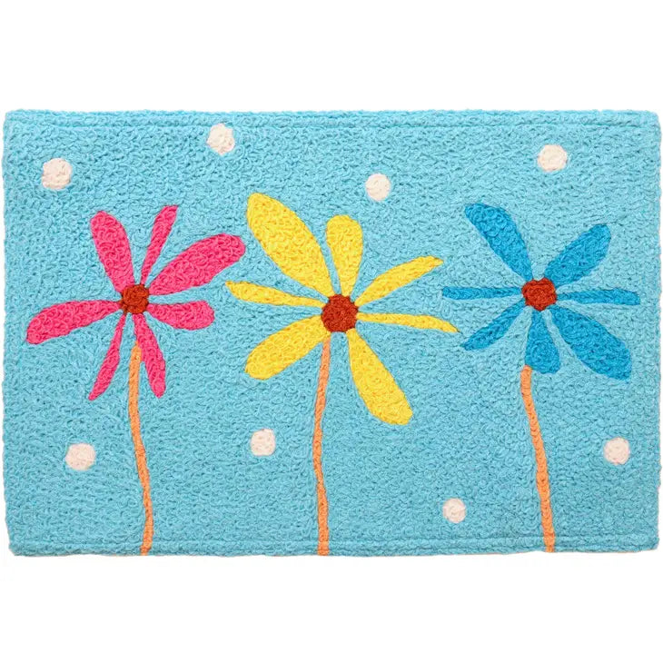 Pretty Posies on Blue Sky Jellybean Rug 20" x 30"