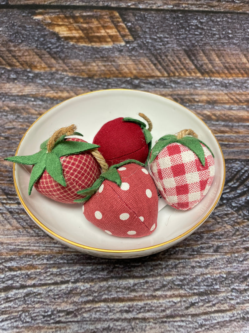 Set of 4 Plush Strawberries