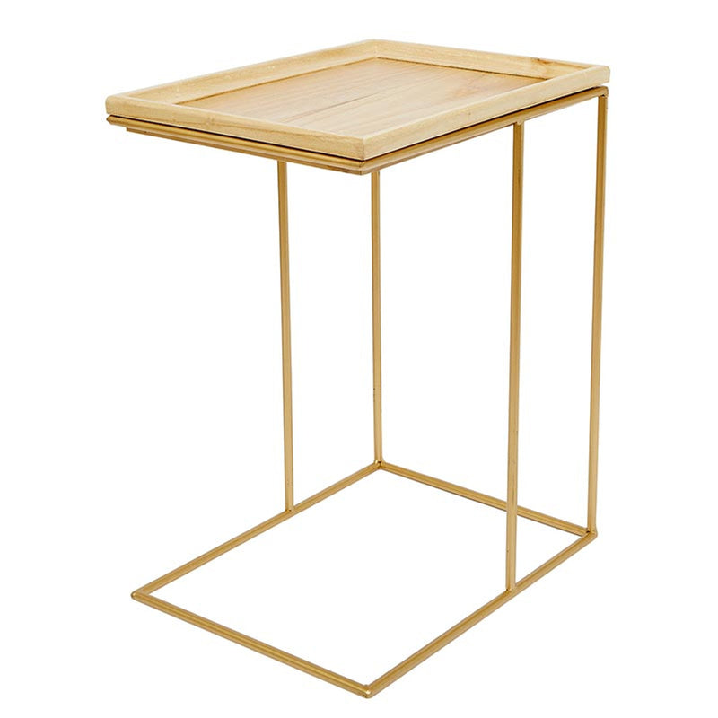 Gold / Wood Side Table