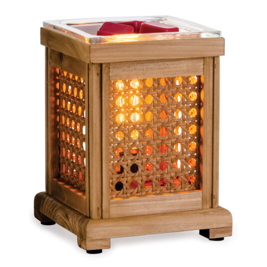 Vintage Style Bulb Wax Warmer - Wood & Cane