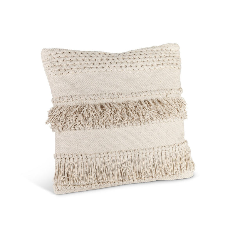 Cotton Woven Fringe Pillow