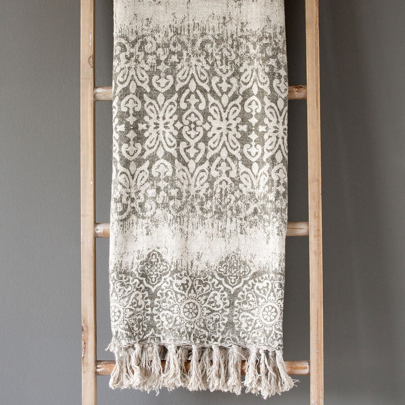 Vintage Printed Linen Throw