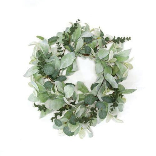Velvet Lamb's Ear & Eucalyptus Candle Ring, 6.5"