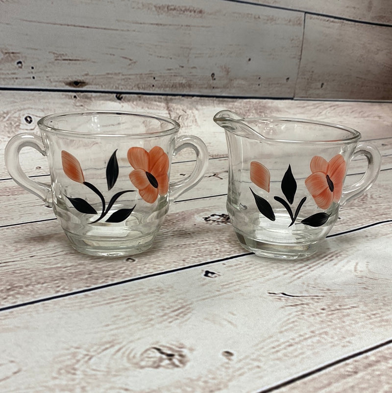 Vintage Hand Painted Cream & Sugar Set