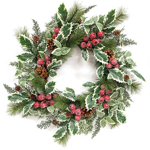 Icy Winterberry Holly & Pine Wreath