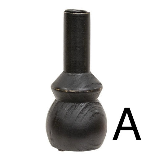 Black Wooden Curvy Taper Holder