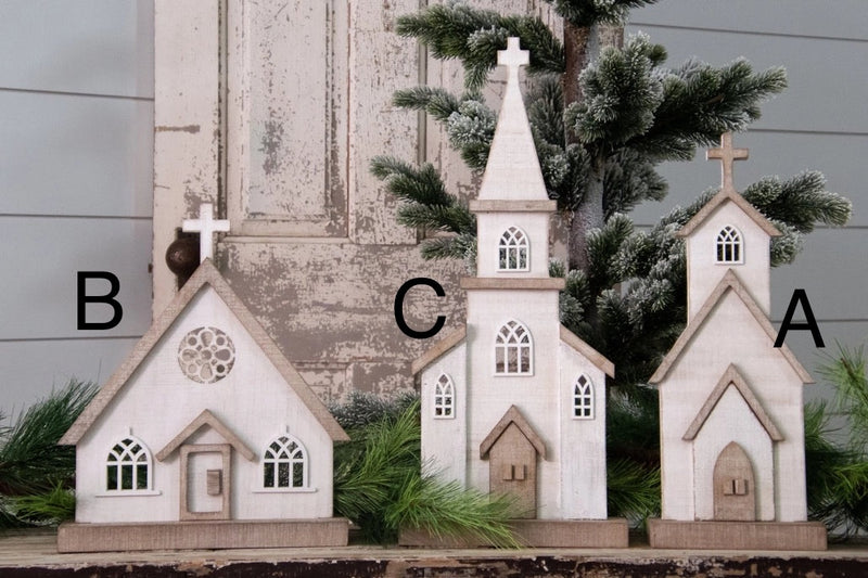 Whitewashed Wooden Church Figure