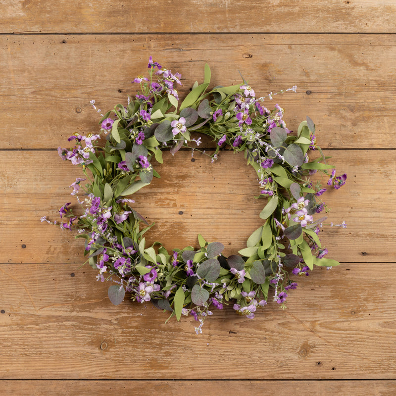 24" PURPLE VERBENA & DAISY WREATH