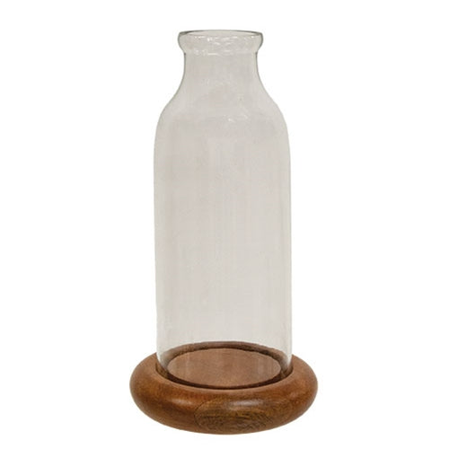 Glass Bottle w/ Wooden Base