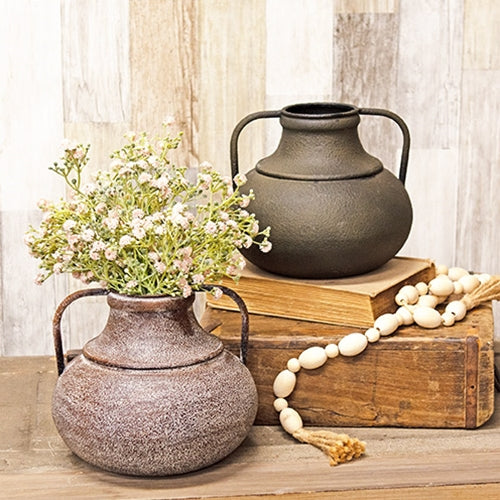 Distressed Rustic Metal Flower Urn