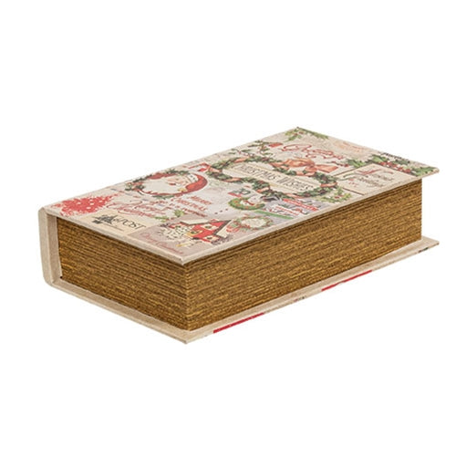 Vintage Christmas Postage Stamps Canvas Book Box
