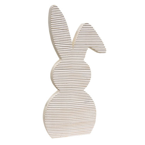 Distressed White Corrugated Wooden Bunny Sitter