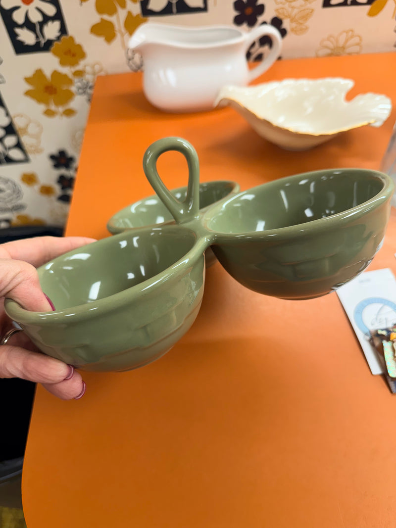 Longaberger Pottery 3 Part Server - Woven Traditions Sage Green