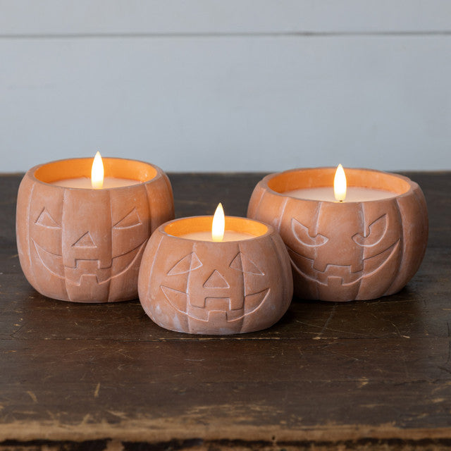 Orange Jack-O-Lantern 3D Flame Candle